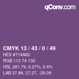 Farbcode: CMYK 13 / 43 / 0 / 49 | qconv.com