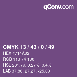 Farbcode: CMYK 13 / 43 / 0 / 49 | qconv.com