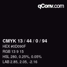 Farbcode: CMYK 13 / 44 / 0 / 94 | qconv.com