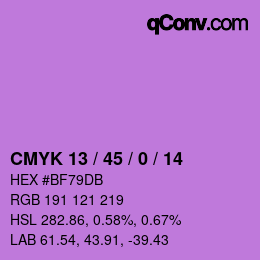 カラーコード: CMYK 13 / 45 / 0 / 14 | qconv.com