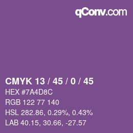 Farbcode: CMYK 13 / 45 / 0 / 45 | qconv.com