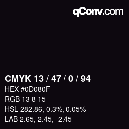 Color code: CMYK 13 / 47 / 0 / 94 | qconv.com