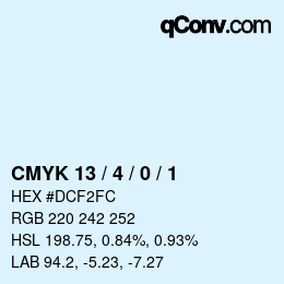 カラーコード: CMYK 13 / 4 / 0 / 1 | qconv.com