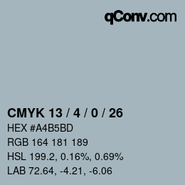 Farbcode: CMYK 13 / 4 / 0 / 26 | qconv.com