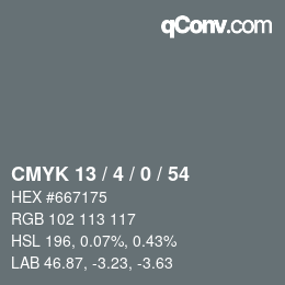 Color code: CMYK 13 / 4 / 0 / 54 | qconv.com
