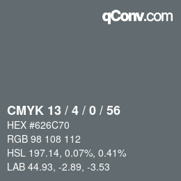 カラーコード: CMYK 13 / 4 / 0 / 56 | qconv.com