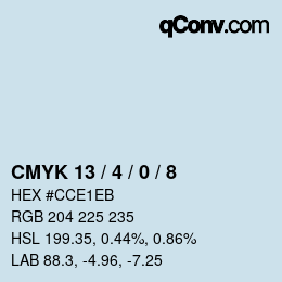 カラーコード: CMYK 13 / 4 / 0 / 8 | qconv.com