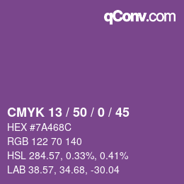 颜色代码: CMYK 13 / 50 / 0 / 45 | qconv.com