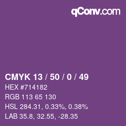 Farbcode: CMYK 13 / 50 / 0 / 49 | qconv.com