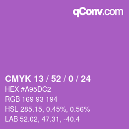 カラーコード: CMYK 13 / 52 / 0 / 24 | qconv.com