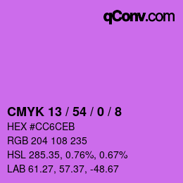 カラーコード: CMYK 13 / 54 / 0 / 8 | qconv.com