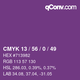 Color code: CMYK 13 / 56 / 0 / 49 | qconv.com