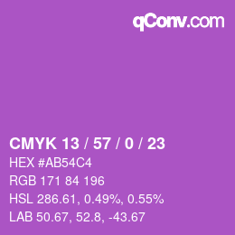 Color code: CMYK 13 / 57 / 0 / 23 | qconv.com