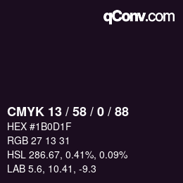 カラーコード: CMYK 13 / 58 / 0 / 88 | qconv.com