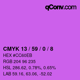 カラーコード: CMYK 13 / 59 / 0 / 8 | qconv.com