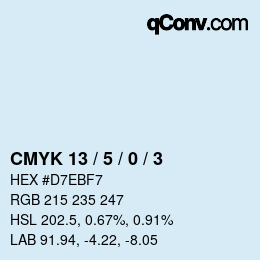 カラーコード: CMYK 13 / 5 / 0 / 3 | qconv.com