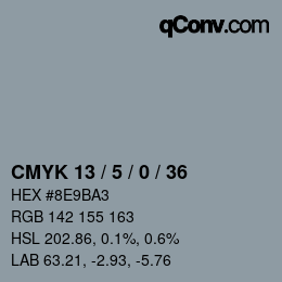 颜色代码: CMYK 13 / 5 / 0 / 36 | qconv.com
