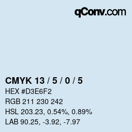 カラーコード: CMYK 13 / 5 / 0 / 5 | qconv.com