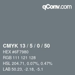 Farbcode: CMYK 13 / 5 / 0 / 50 | qconv.com