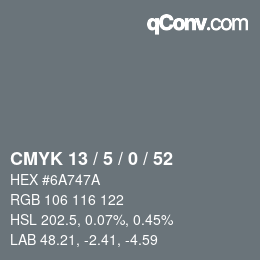 カラーコード: CMYK 13 / 5 / 0 / 52 | qconv.com