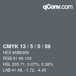 カラーコード: CMYK 13 / 5 / 0 / 59 | qconv.com