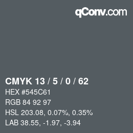 カラーコード: CMYK 13 / 5 / 0 / 62 | qconv.com