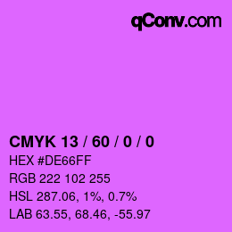 カラーコード: CMYK 13 / 60 / 0 / 0 | qconv.com