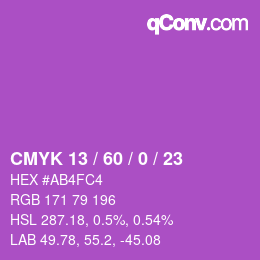Color code: CMYK 13 / 60 / 0 / 23 | qconv.com