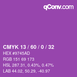 カラーコード: CMYK 13 / 60 / 0 / 32 | qconv.com