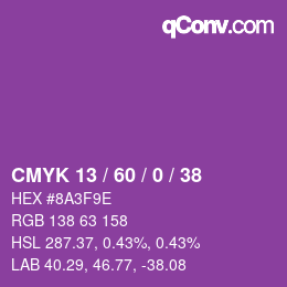 カラーコード: CMYK 13 / 60 / 0 / 38 | qconv.com