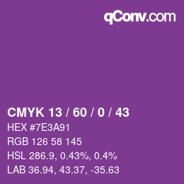 Color code: CMYK 13 / 60 / 0 / 43 | qconv.com