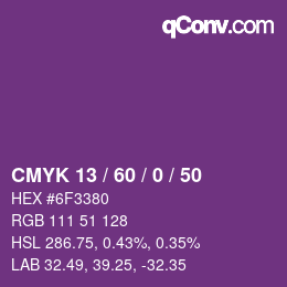 颜色代码: CMYK 13 / 60 / 0 / 50 | qconv.com
