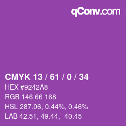 Color code: CMYK 13 / 61 / 0 / 34 | qconv.com