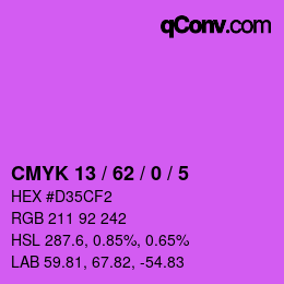 Color code: CMYK 13 / 62 / 0 / 5 | qconv.com