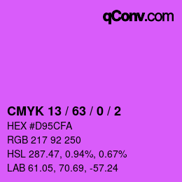 カラーコード: CMYK 13 / 63 / 0 / 2 | qconv.com