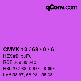 Color code: CMYK 13 / 63 / 0 / 6 | qconv.com