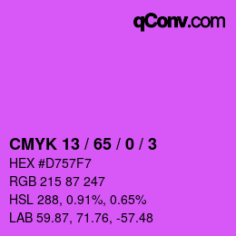 カラーコード: CMYK 13 / 65 / 0 / 3 | qconv.com