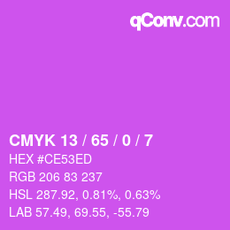 Color code: CMYK 13 / 65 / 0 / 7 | qconv.com