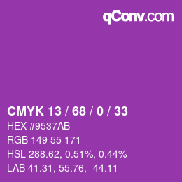 Color code: CMYK 13 / 68 / 0 / 33 | qconv.com