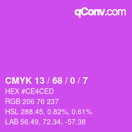 Color code: CMYK 13 / 68 / 0 / 7 | qconv.com