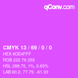 カラーコード: CMYK 13 / 69 / 0 / 0 | qconv.com