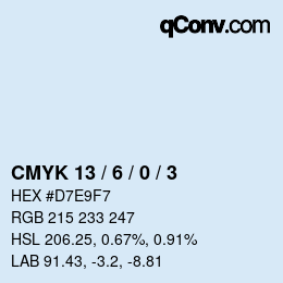 颜色代码: CMYK 13 / 6 / 0 / 3 | qconv.com