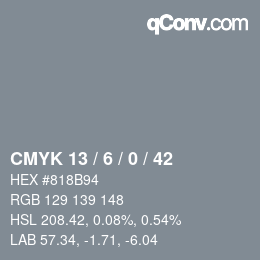 Color code: CMYK 13 / 6 / 0 / 42 | qconv.com