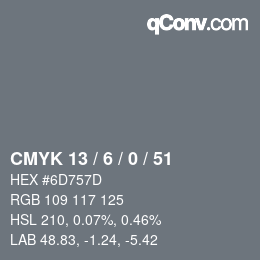 カラーコード: CMYK 13 / 6 / 0 / 51 | qconv.com