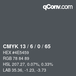 カラーコード: CMYK 13 / 6 / 0 / 65 | qconv.com