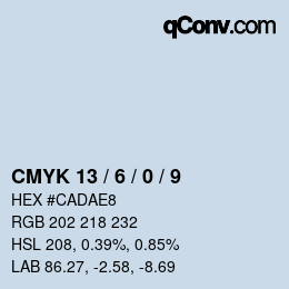 颜色代码: CMYK 13 / 6 / 0 / 9 | qconv.com