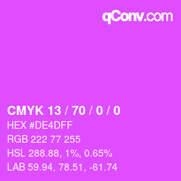 Color code: CMYK 13 / 70 / 0 / 0 | qconv.com