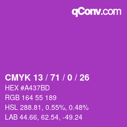 カラーコード: CMYK 13 / 71 / 0 / 26 | qconv.com