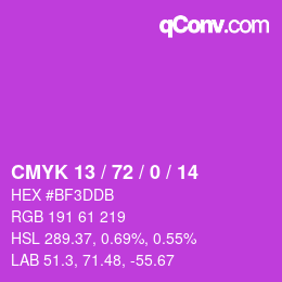 カラーコード: CMYK 13 / 72 / 0 / 14 | qconv.com