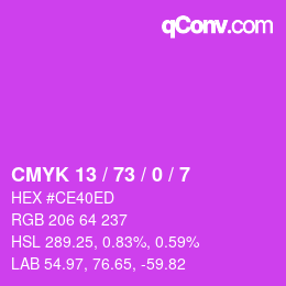 Color code: CMYK 13 / 73 / 0 / 7 | qconv.com